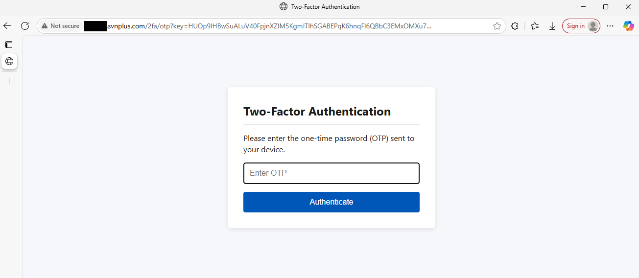 SVN 2FA Web Interface Screenshot